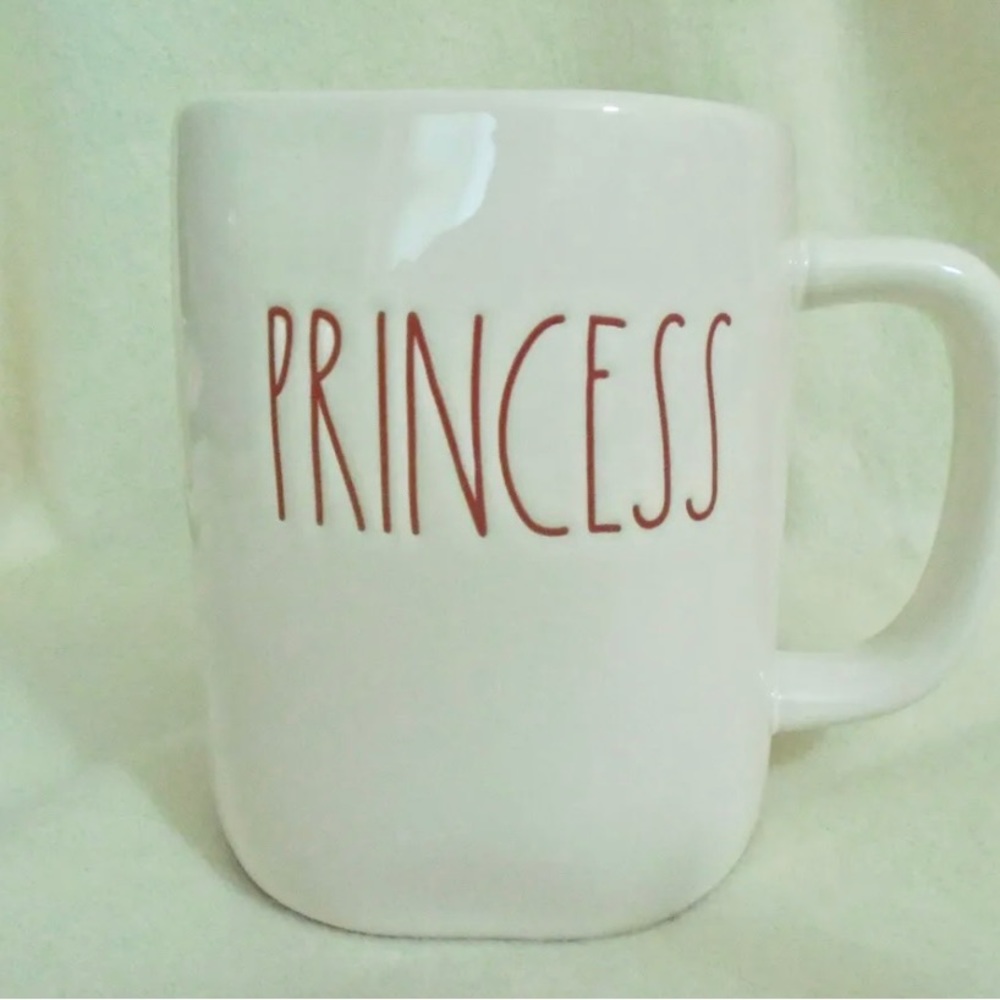 Rae Dunn Princess white mug with red letters mug New